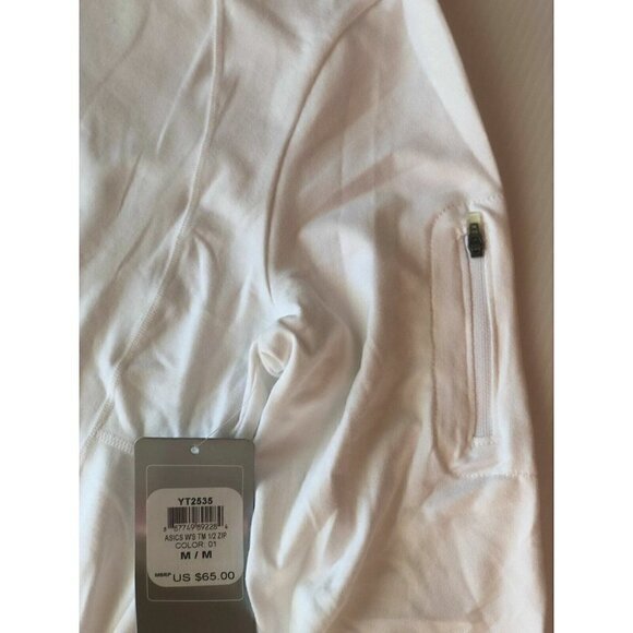ASICS Womens White Active Soft Quarter Zip Mock Neck Thumbhole Pullover Size S - Picture 4 of 9